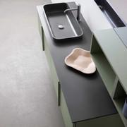 Badezimmerschrank Atlantic, mit eingebautem Waschtisch Faber 70 in Corian deep cloud