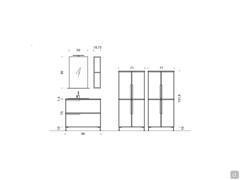 Heller Holzbadezimmerschrank N111 Frame - Abmessungen