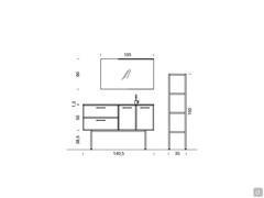 Bodenstehender Badezimmerschrank mit Waschbecken N105 Atlantic Frame - Abmessungen