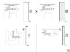 Begehbarer Kleiderschrank mit Boiserie Paneelen Bliss Player - Ecke geschlossen (A), Ecke offen (B), Wandträger nach Maß (C)