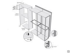 Beidseitig begehbarer Kleiderschrank mit Durchreiche oder Rückwand - technische Diagramme