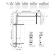 Joyce Pacific begehbarer Kleiderschrank - Geschlossene Eckkomposition mit Standard Füllleiste (A), Lineares Paneel (B), Profil mit Mittelablage (C), Individueller Füllleiste (D)