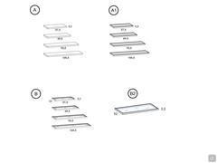 A) Holzböden A1) Holzböden mit 3,3 cm starker Lederplatte B) Glasböden mit Metallrahmen B1) Böden mit LED-Beleuchtung am Rahmen