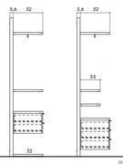 Der begehbare Kleiderschrank Horizon Lounge enthält sowohl 35 als auch 52 cm tiefe Einlegeböden für eine platzsparende Version des begehbaren Kleiderschranks (ohne Schubladen) oder um mit verschiedenen Tiefen auf demselben Paneel zu spielen