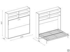 Split horizontal Doppel-Klappbett - Diagramme und Maße von 140 cm Französisch Doppel-Modell