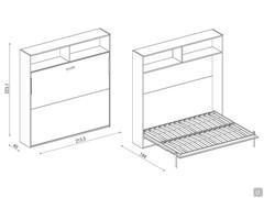 Split-Horizontal-Doppelklappbett - Diagramme und Maße des Standard-Doppelmodells 160 cm