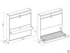 Schema des Slot-Klapp-Etagenbettes in der Version mit integriertem Schreibtisch