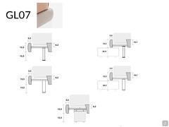 Diagramme und Maße der verschiedenen Füße, die für den Bettrahmen GL07 - Freeport Doppelbett erhältlich sind