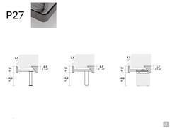 Diagramme und Maße der verschiedenen Füße, die für den Bettrahmen P27 - Freeport Doppelbett erhältlich sind