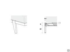 Technische Diagramme und Maße Nachttisch P22 mit schrägen Holzfüßen  