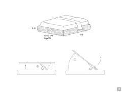 Diagramme und Maße des Lounge-Bettes (in den beiden Versionen Standard und King-Size) und Detail des doppelten Hebemechanismus des Staukastens