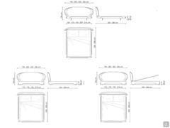 Diagramme und spezifische Abmessungen der Modelle mit hohen Füßen und 100 cm hohem Kopfteil