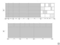 Aliant Bücheregal - Modularität von Hochschrank (A) und Brückenbreiten (B)