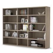 Almond T.45,6 wandstehendes Bücherregal cm 243 (moduli 90+60+90) h.186 in finitura laminato Olmo cenere