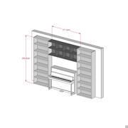 Almond Regal mit Überbauschrank über einem vertikalen Klavier (Säule 93 cm + Überbauschrank cm 177 + Säule 93 cm)