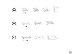 Fly Oberschrank: A) Breite 60 cm erhältlich mit Höhe 24-32-40-64 cm - B) Breite 90 cm erhältlich mit Höhe 24-32-40 cm - C) Breite 120 cm erhältlich mit Höhe 24-32-40 cm 