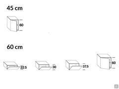 Hängeschrank California - Zeichnungen und Maße für Modelle mit einer Breite von 45 und 60 cm