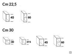 Offene Bücherschrankwand California - Diagramme der Breiten 22,5 und 30 cm