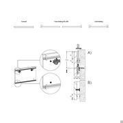 Modularer Eingangsbereich mit sichtbaren Schubladen Wide 02 - A) Verstellung der Aufsätze von oben, zur vertikalen Ausrichtung der Paneele B) Tiefenverstellung der Paneele durch Distanzstücke