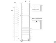 Diagramm der Modultiefe mit Schubladen Wide und Schubladenhöhen