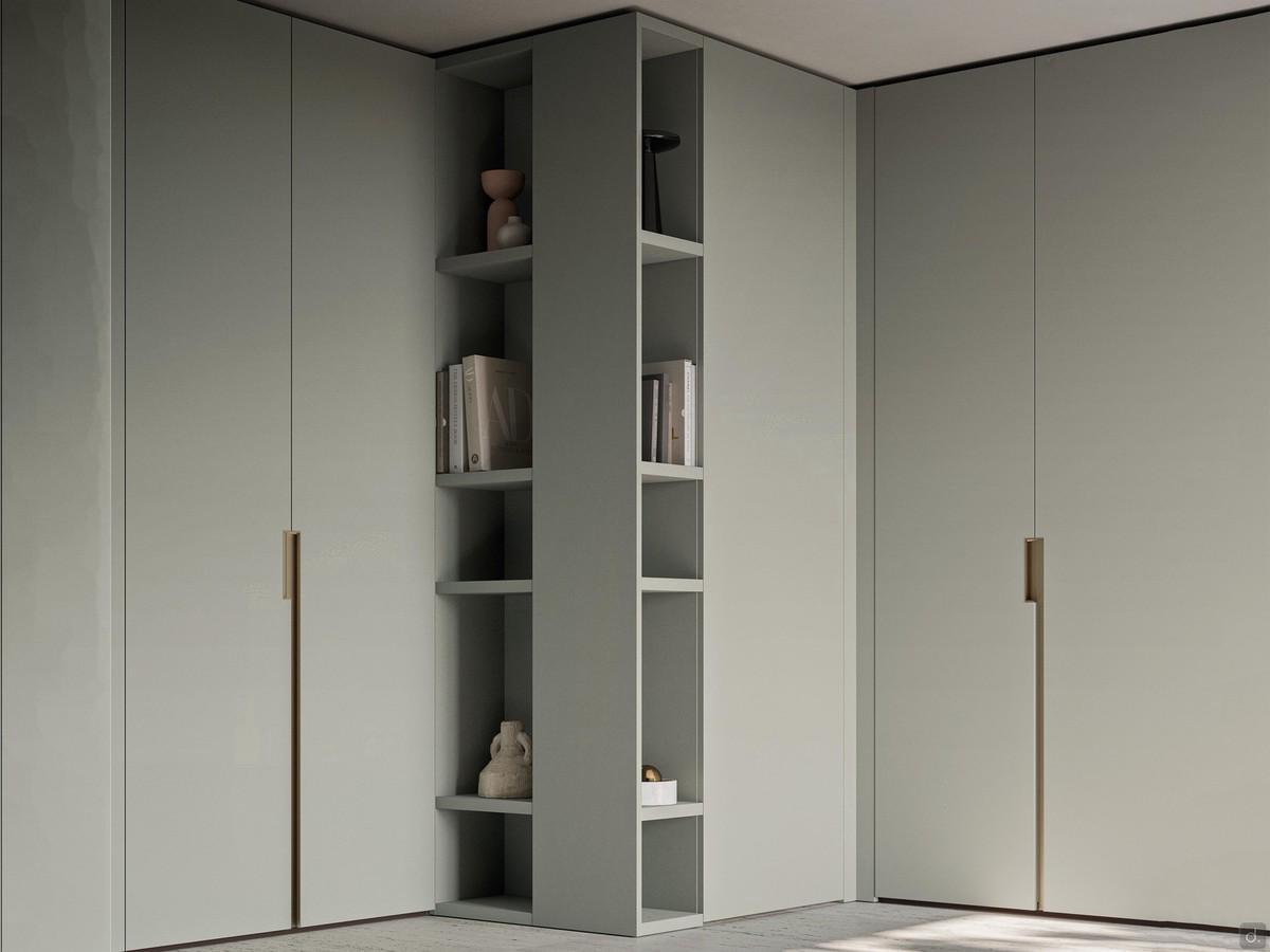 Kleiderschrank mit Ankleidezimmer Breites Modell mit offenen Außenfächern + Innenfach