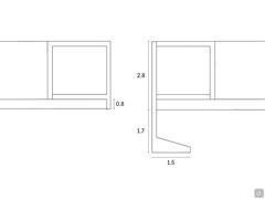 Diagramm der Polaris Lounge Griffe in Modulen mit Doppeltür. Der Griff ist nur an der rechten Tür vorhanden.