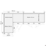 Schema und Abmessungen einer Wide Komposition mit dem Eckmodul mit reduzierter Tiefe 