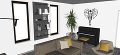 3D Design Wohnzimmer/Wohnzimmer - Ansicht des hinteren Bereichs