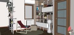  3D Design Wohnzimmer/Wohnzimmer - Ansicht der Leseecke