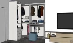 3D-Schlafzimmer Design - begehbarer Kleiderschrank Ansicht