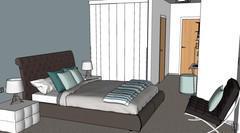 3D-Schlafzimmer-Design - Bett-Ansicht