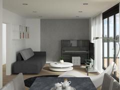  3D-Wohnzimmer/Wohnzimmergestaltung - Render-Bild