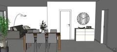 3D Design Wohnzimmer/Wohnzimmer - Tisch und Sideboard Ansicht