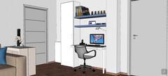 3D Design Wohnzimmer/Wohnzimmer - Ansicht von Eingangsbereich und Home Office