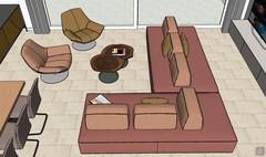  3D Design Wohnzimmer/Wohnzimmer - Ansicht des Gesprächsbereichs