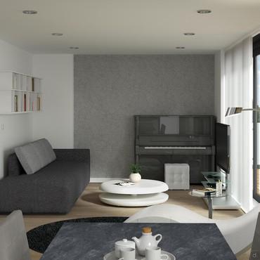  3D-Wohnzimmer/Wohnzimmergestaltung - Render-Bild