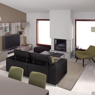  3D-Wohnzimmer/Wohnzimmergestaltung - Rendering-Bild