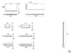 Verstellbare LED-Designerleuchte Tablet: Schema und Maße Pendel-, Wand- und Standmodelle