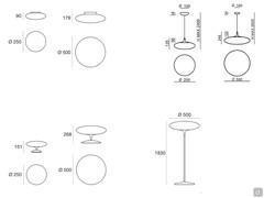 Schemi e dimensioni dei numerosi modelli di lampada Squash