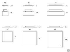 Dublight lamp - Modelle und Maße (quadratische Wand- und Deckenleuchten)