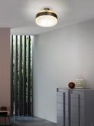 Futura Lampe in Deckenleuchte Version mit satiniertem und klarem Braunglas Diffusor mit Messingring