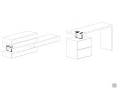 Modularer Nachttisch aus lackiertem Mason-Holz, kombiniert mit einem optionalen Methacrylat-Träger, ein rein ästhetisches Accessoire zur Vervollständigung von Hängekompositionen oder mit Schreibtisch