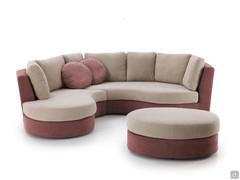 Ecksofa Ravel outlet komplett mit Hocker und 2 runden Dekokissen