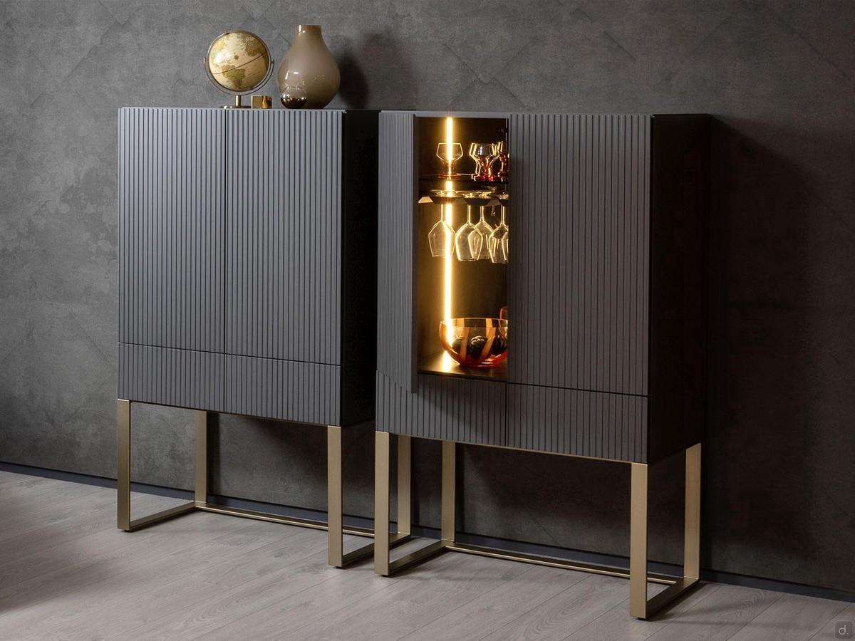 Ein Paar Oyster Sideboards mit Graphitfronten, matt lackiert 10:10