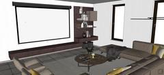 3D Design Wohnzimmer/Wohnzimmer - Ansicht von Sofa und TV- Schrank