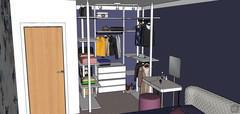 3D-Schlafzimmer Design - begehbarer Kleiderschrank Ansicht