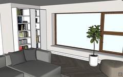  3D Design Wohnzimmer/ Living Room - Bücherregal Ansicht