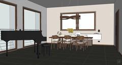 3D Design Wohnzimmer/Wohnzimmer - Blick auf den Essbereich