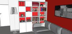 3D Design Wohnzimmer/Wohnzimmer - Bücherregal Detail