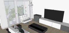  3D Design Wohnzimmer/ Living Room - Wohnzimmeransicht mit Drehsessel